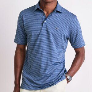 Vineyard Vines Men's Sports Golf Athletic Performance Polo in Blue Stripes L